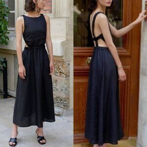 Pixie Market Black Linen Dress Medium Beatrice XS